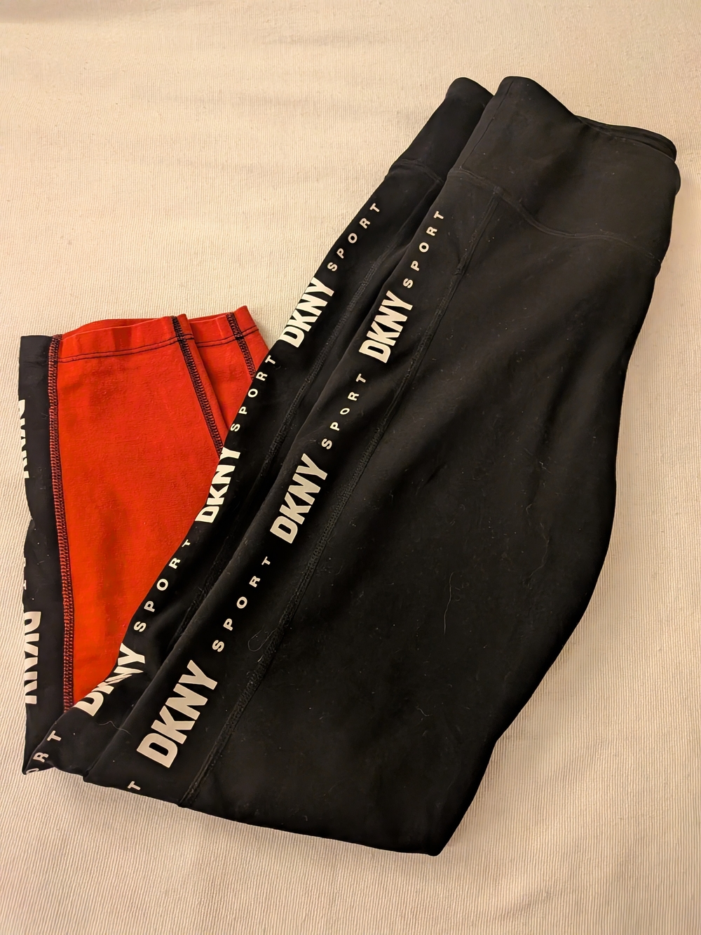 DKNY Black and Hot Hot Pink/Red Sport Leggings